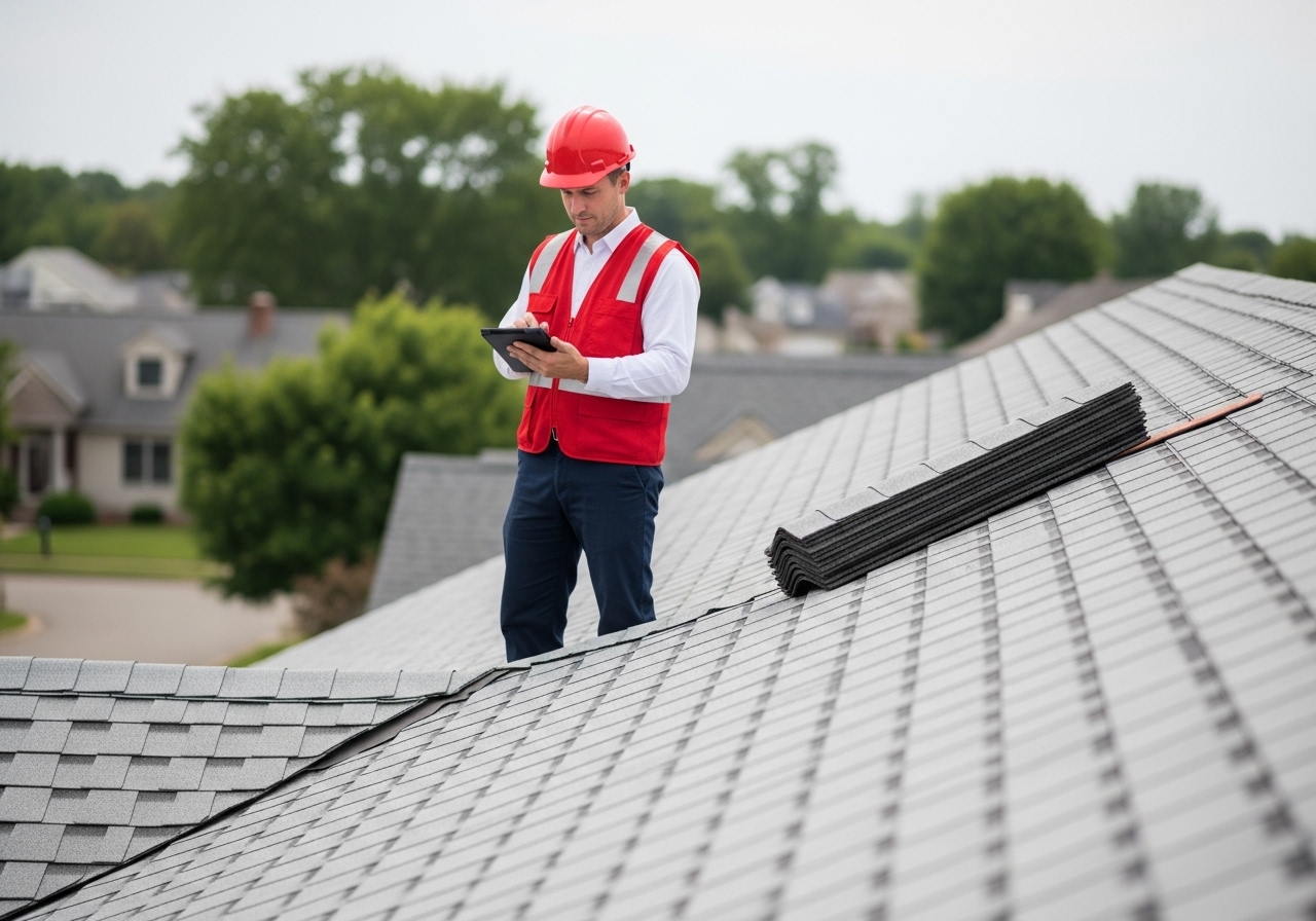 Final inspection of completed roof