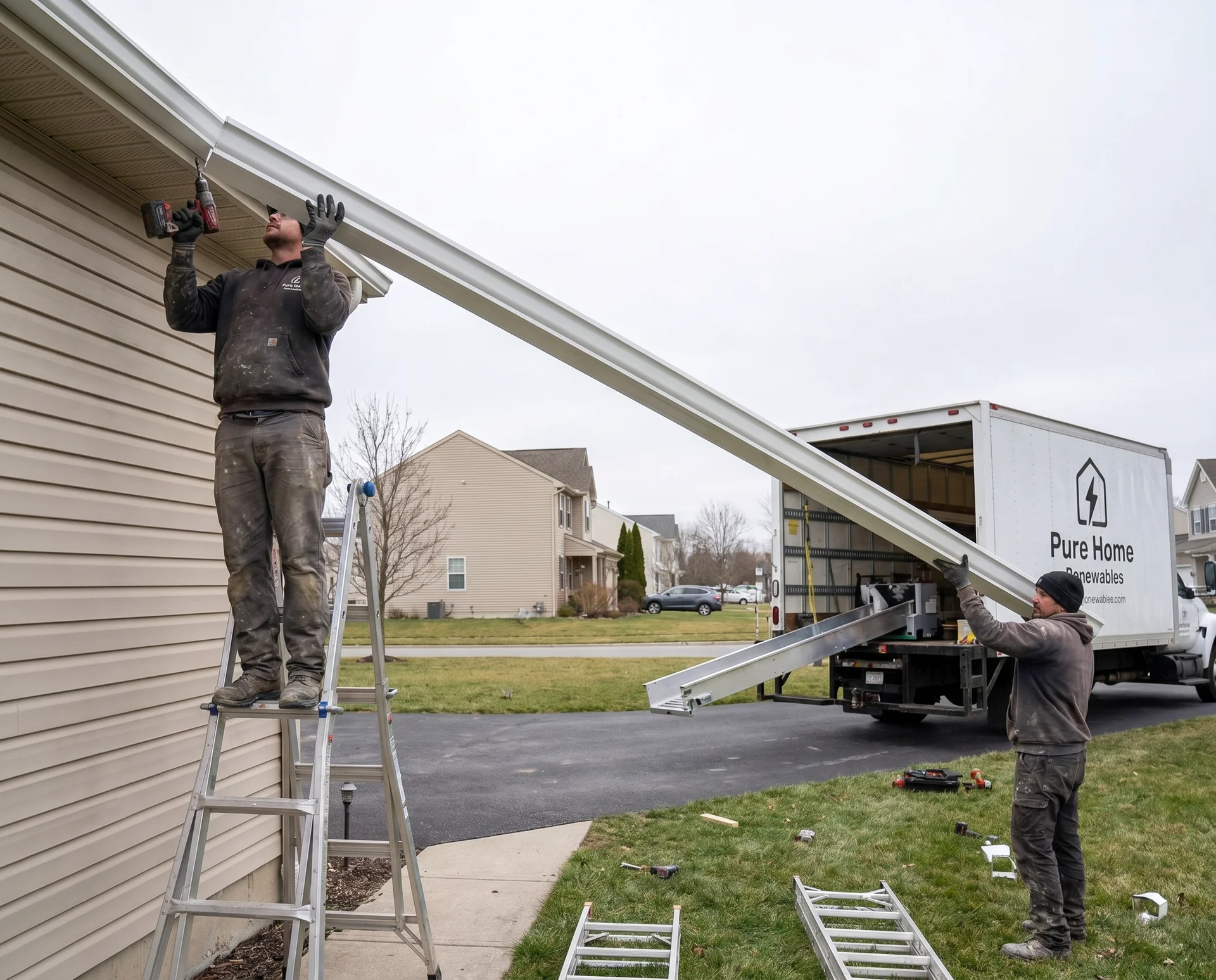 Professional gutter installation by Pure Home Renewables